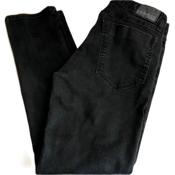 Express Rocco Men's Black Denim Jeans Slim Fit Straight Leg 36 x 34 Zip Closure - Picture 1 of 13